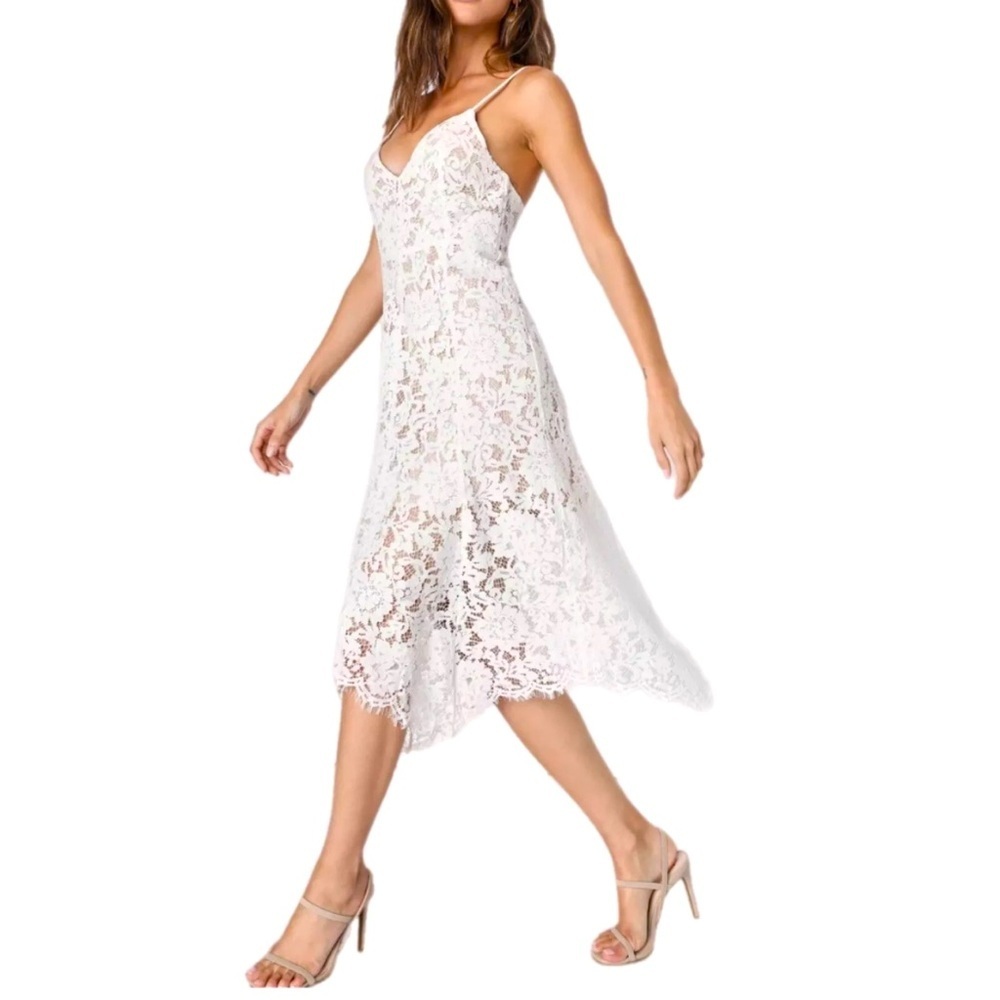 LULUS One Wish Lace Midi Dress Wedding Party Cocktails Event Summer EUC Small
